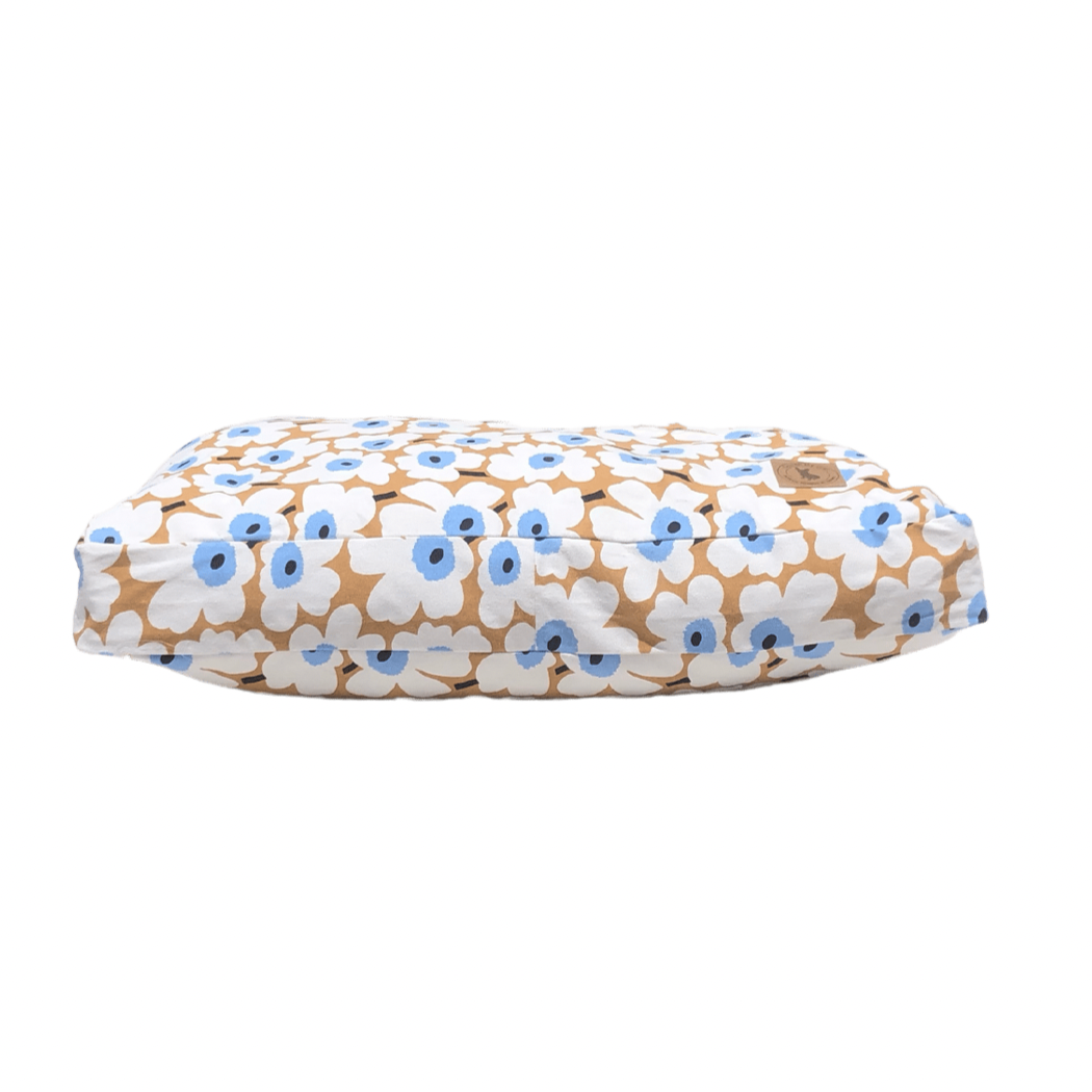 Marimekko Pet Cushion - Blue with beige background