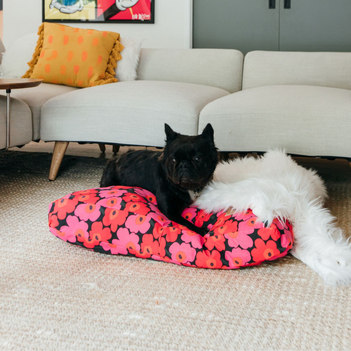 Marimekko Pet Cushion - Pink with black background